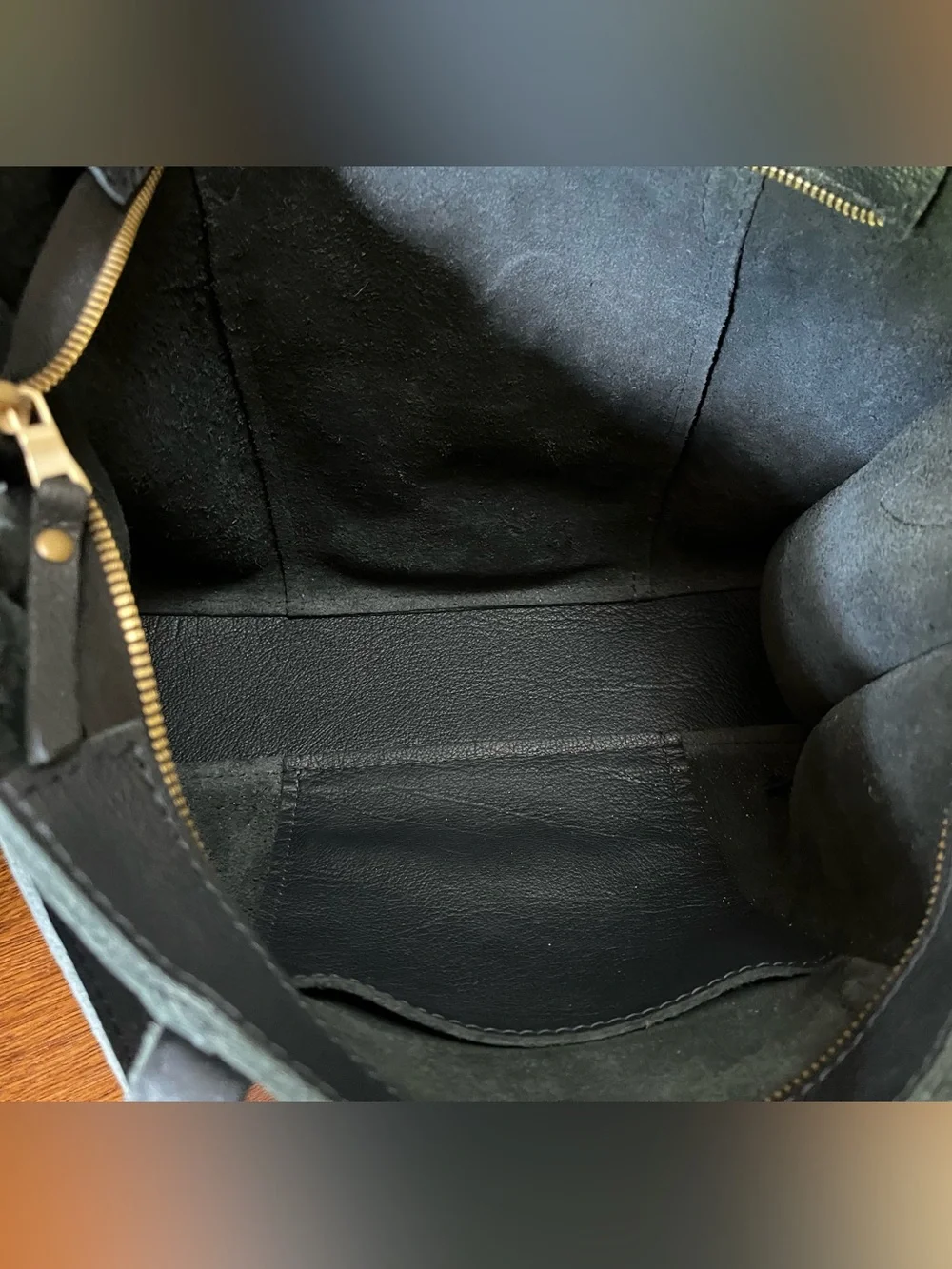 Portland Leather Night Owl (Charcoal Navy) E/W Large Lola Leather Crossbody Tote